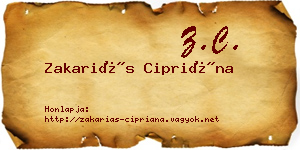 Zakariás Cipriána névjegykártya